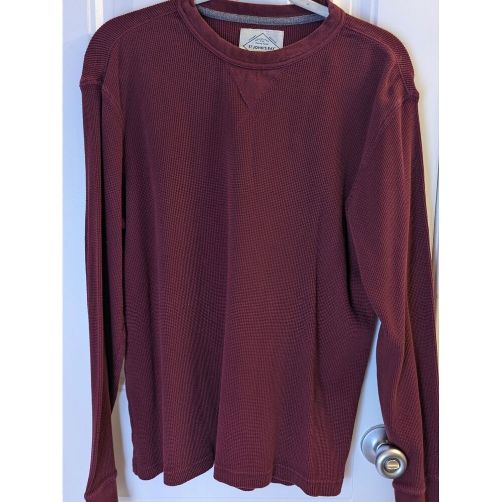 St. John's Bay Maroon Waffle Knit Long Sleeve Crew